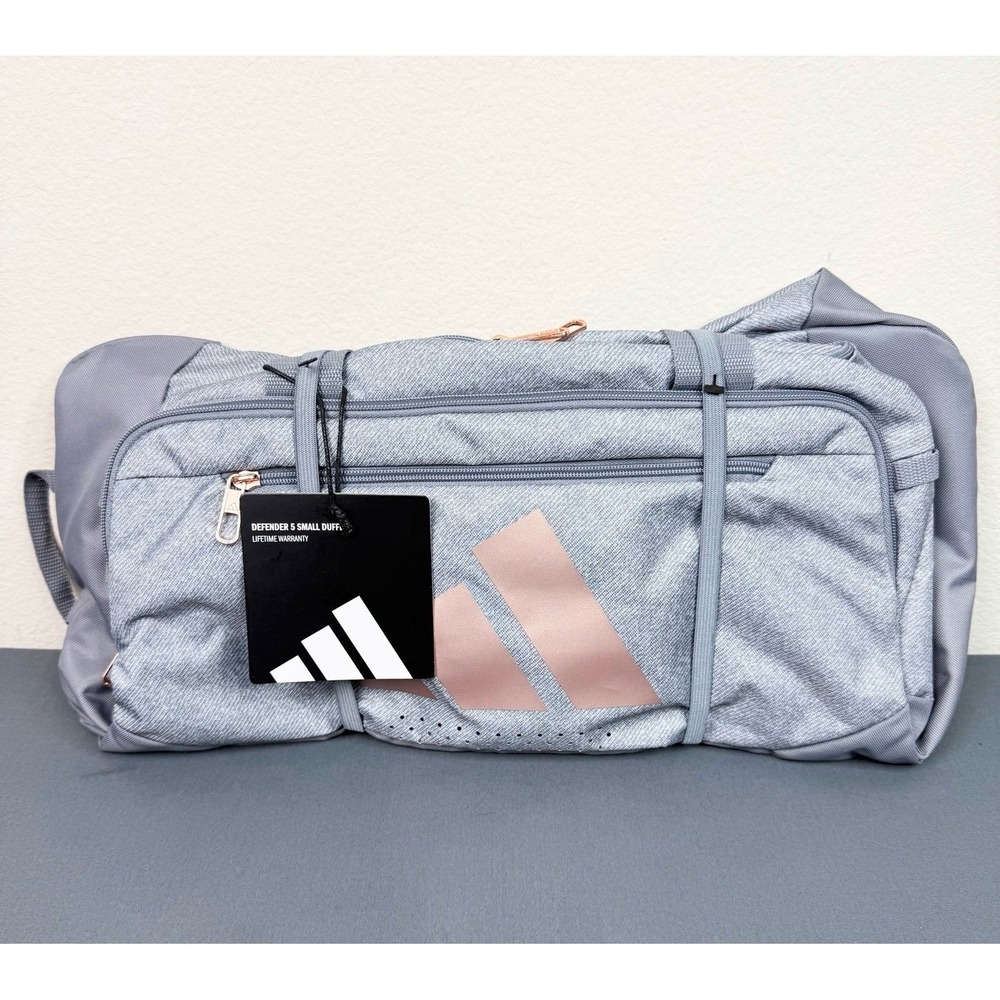 Adidas Defender 5 Small Duffel Bag Gray/Rose Gold NWT